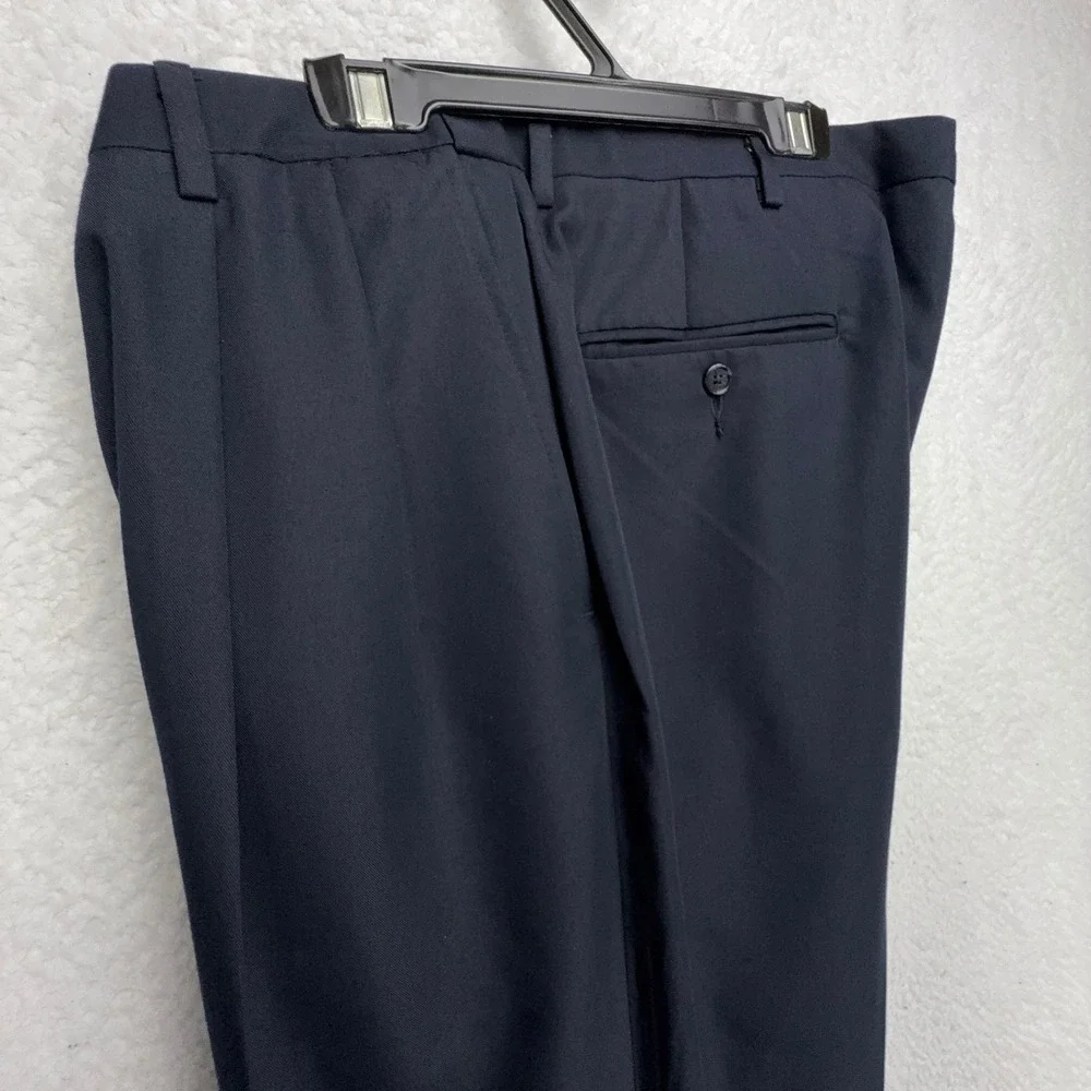 Haggar Black Label Men‎ 40x32 Navy Blue Pleated Cuffed Dress Pants NWT